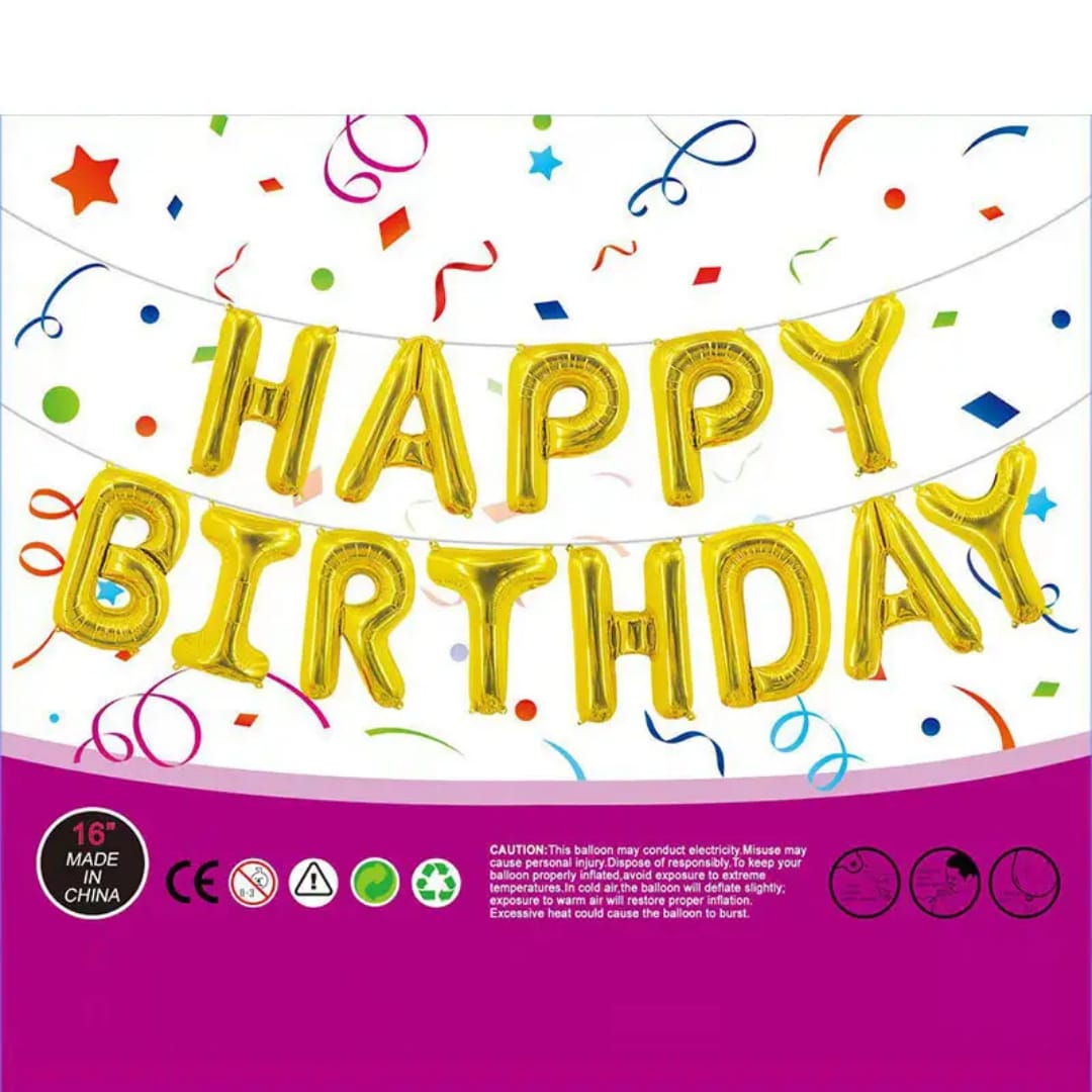 Gold Air-filled Happy Birthday Banner