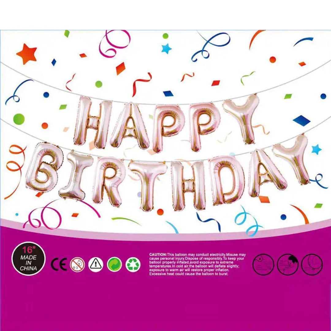 Rose Gold Air-filled Happy Birthday Banner
