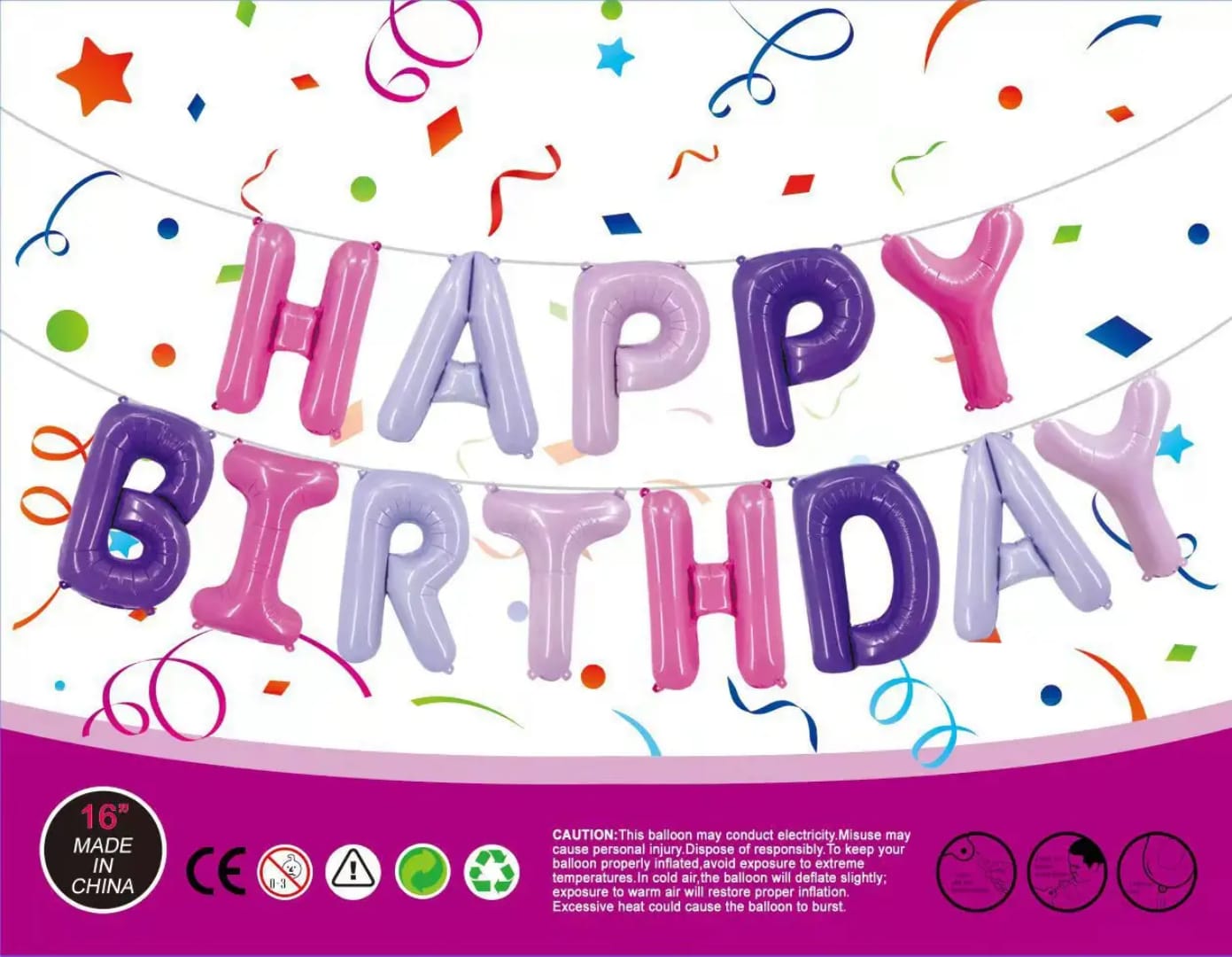 Multicolor Air-filled Happy Birthday Banner