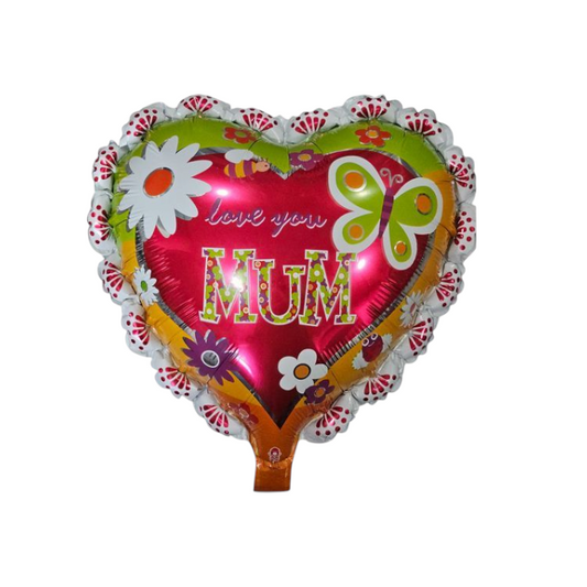 Love You Mum Heart Foil Balloon 18"