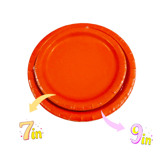 7 and  9-inch Orange Paper Plates