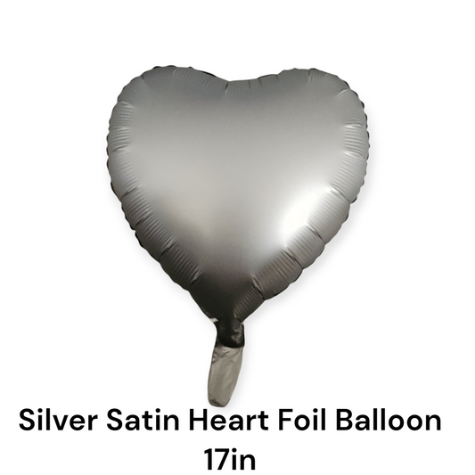Buy Silver Satin Heart Foil Balloon 17 Inches