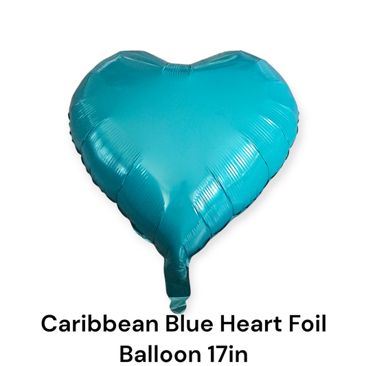 Caribbean Blue Heart Foil Balloon 17 Inch