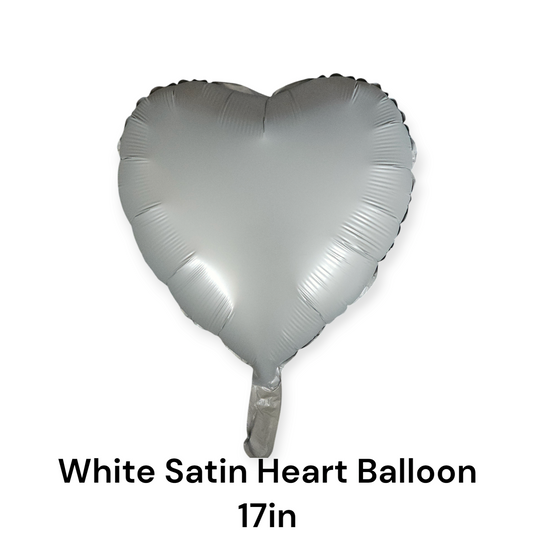White Satin Heart Foil Balloon 17 In