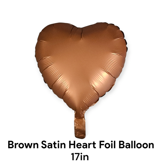 Brown Satin Heart Foil Balloon 17 Inches