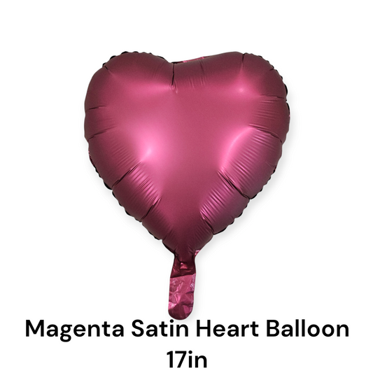 Magenta Satin Heart Foil Balloon 17 Inches