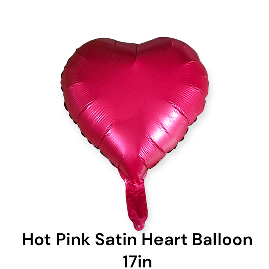 Hot Pink Satin Heart Foil Balloon 17 Inches