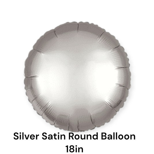 Silver Satin Round Foil Balloon 18 Inches