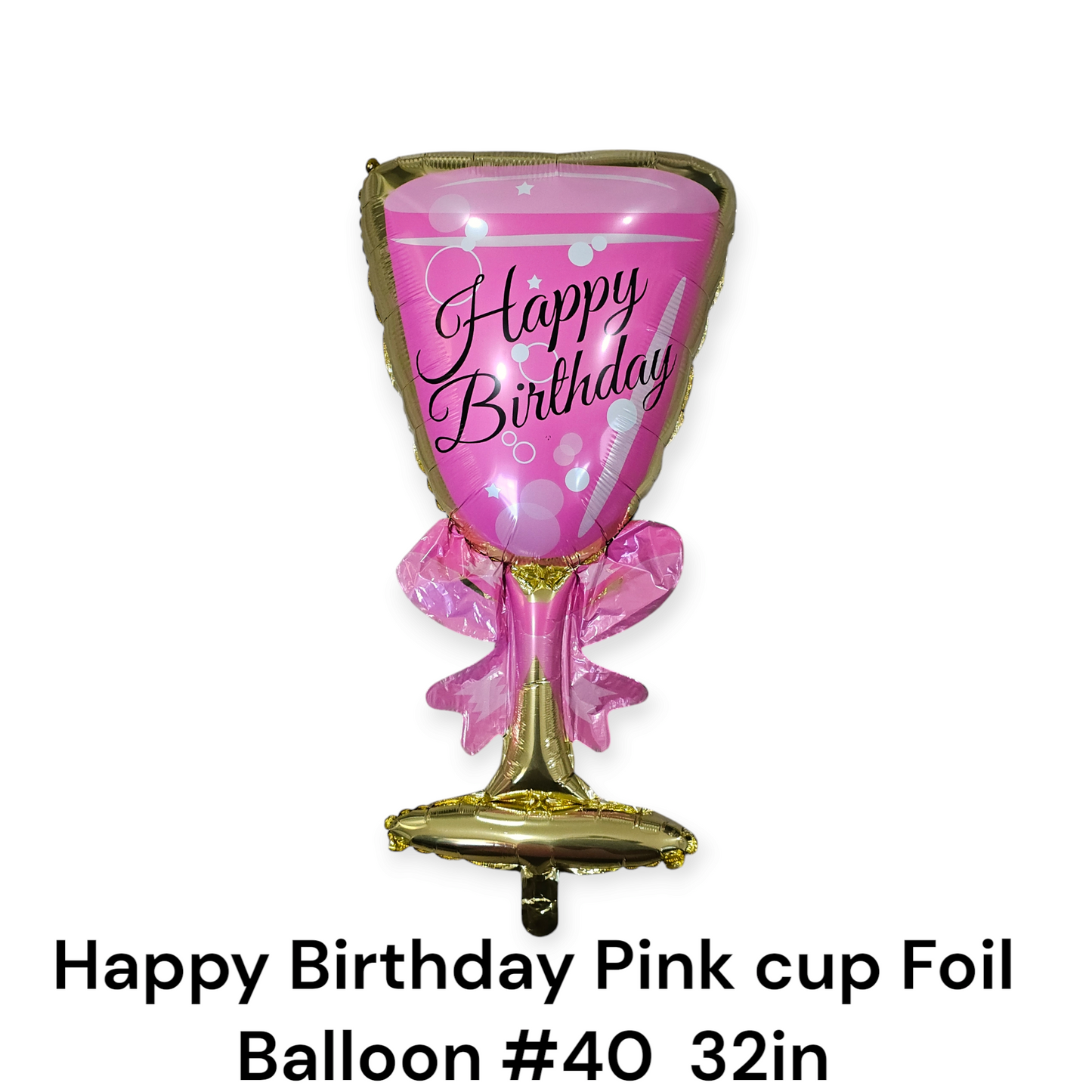 Happy Birthday Pink Cup Foil Balloon 32"
