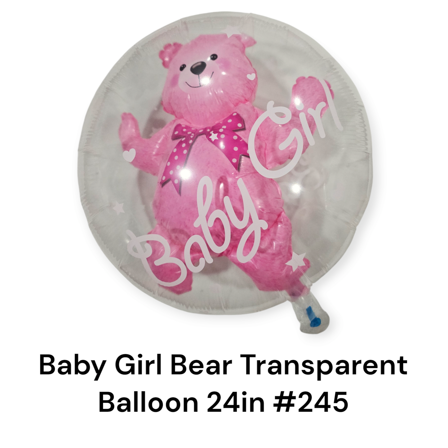 Baby Girl Bear Transparent Balloon 24-inch