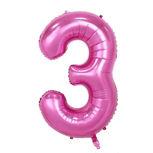Pink Number 3 Foil Balloon