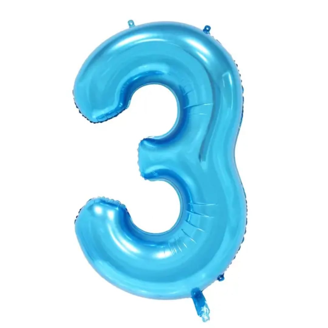 Blue Number 3 Foil Balloon