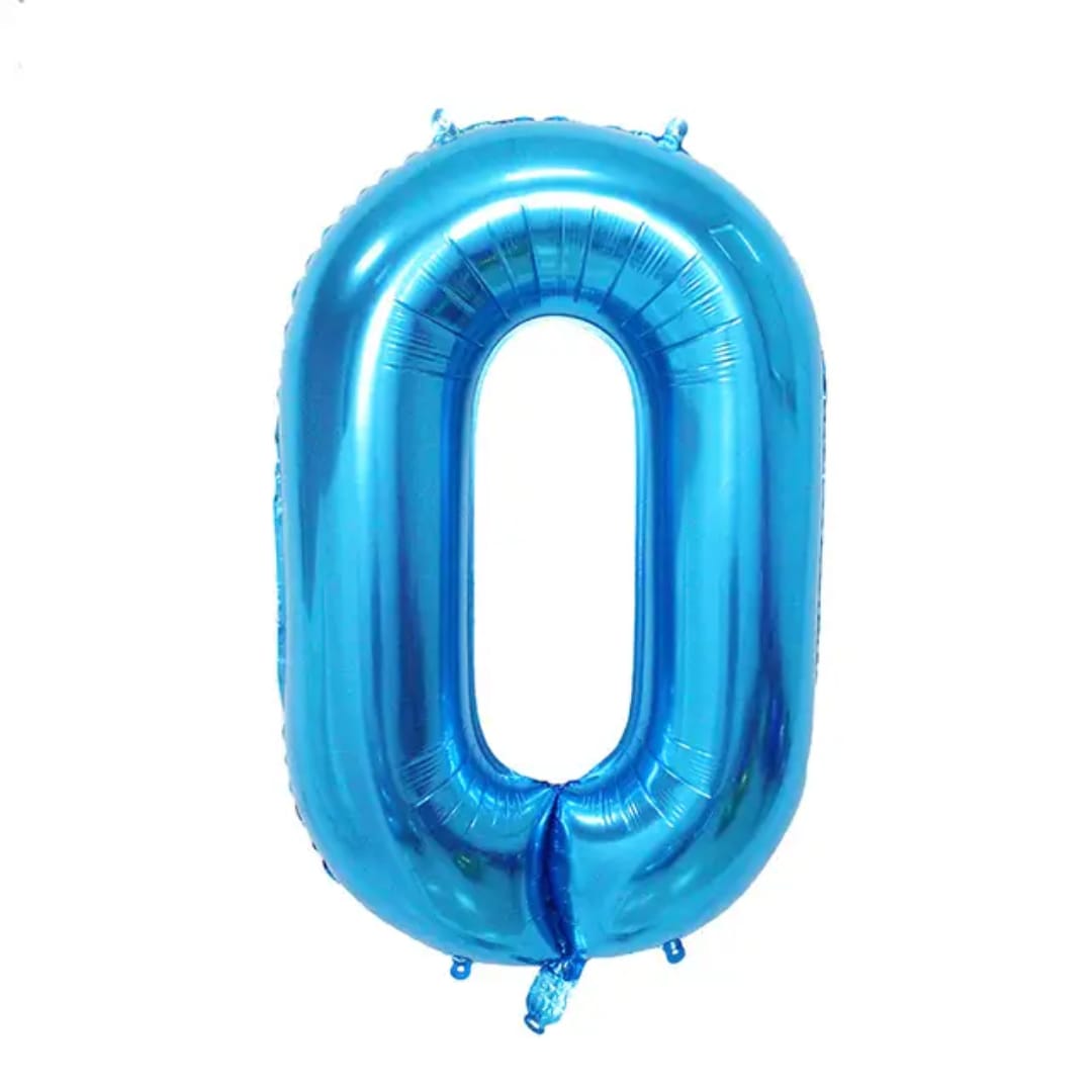 Blue Number 0 Foil Balloon 32in