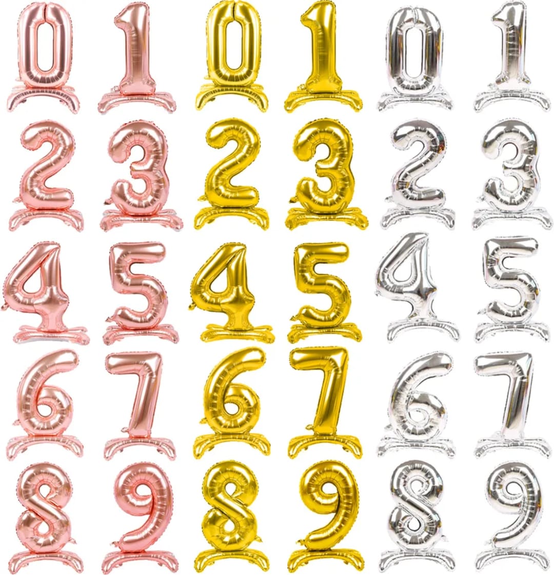 Silver Standing Number Foil Balloon - 32in