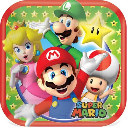 Super Mario Brothers Square Paper Plate 7-inch