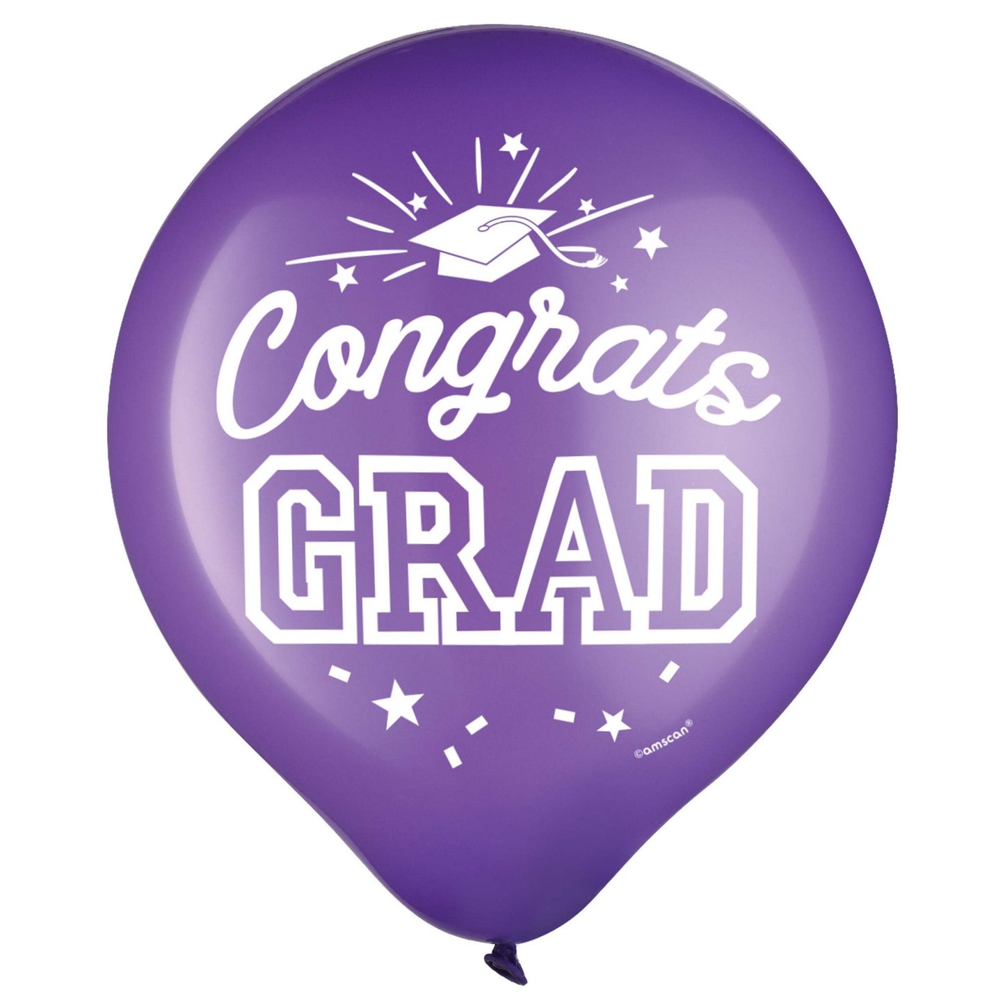 White "Congrats Grad" Round Latex Balloons 12"