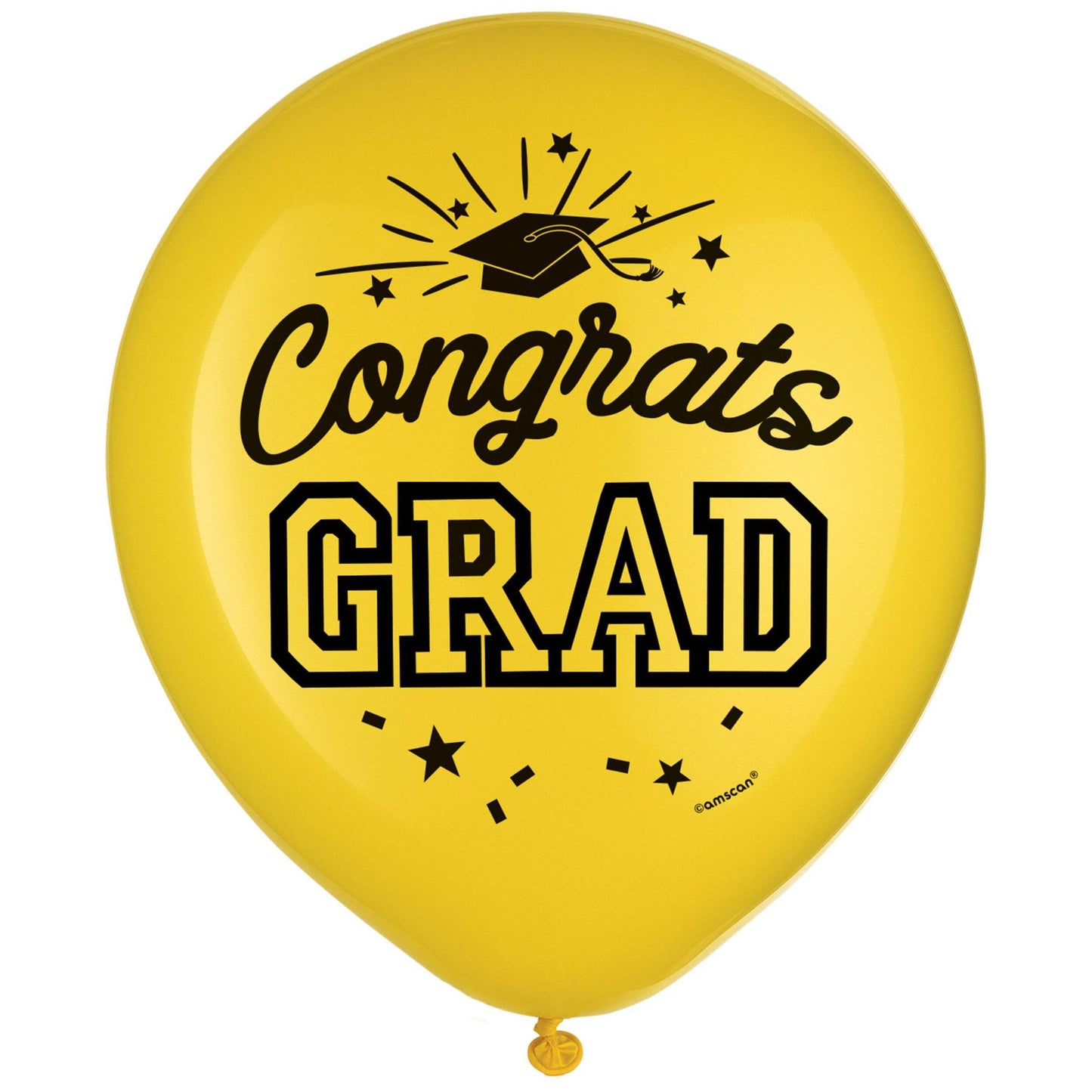 White "Congrats Grad" Round Latex Balloons 12"