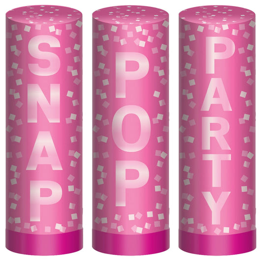 Bright Pink Confetti Poppers