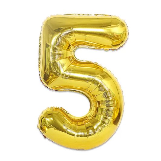 Gold Number 5 Foil Balloon 40in