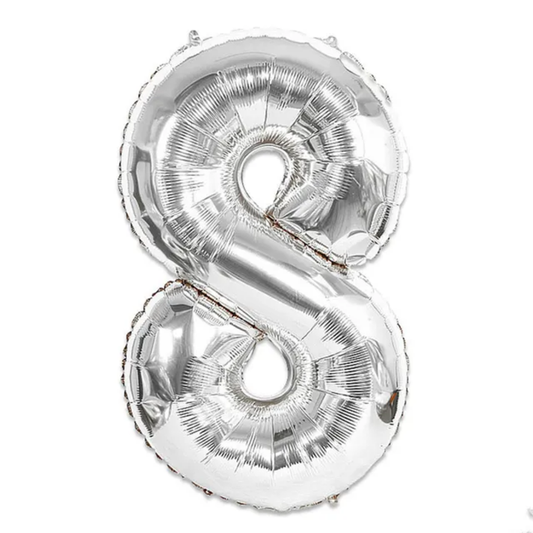 Silver Number 8 Foil Balloon 40in