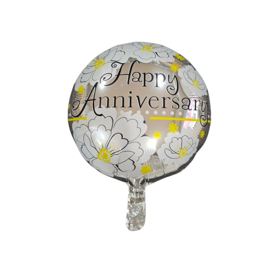 Happy Wedding Anniversary Silver Foil Balloon 18"