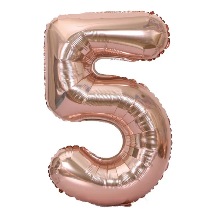 Rose Gold Number 5 Foil Balloon 40in