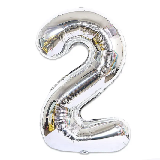 Silver Number 2 Foil Balloon 40in