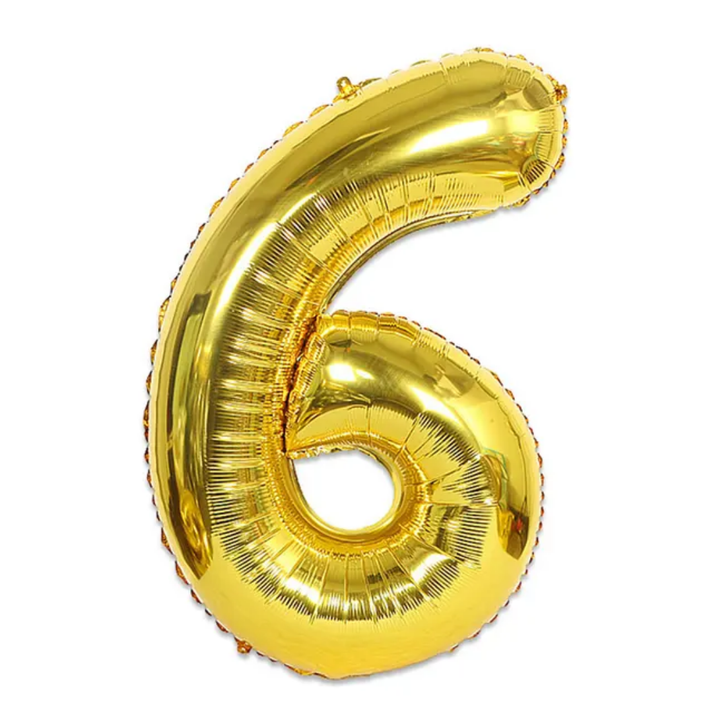Gold Number 6 Foil Balloon 40in