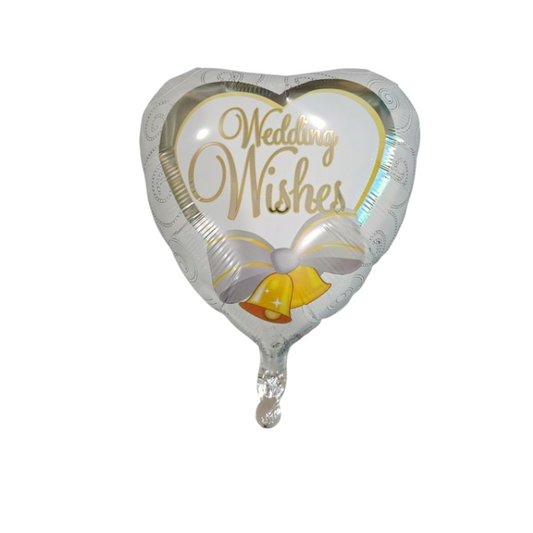 Wedding Wishes Heart Foil Balloon 18"