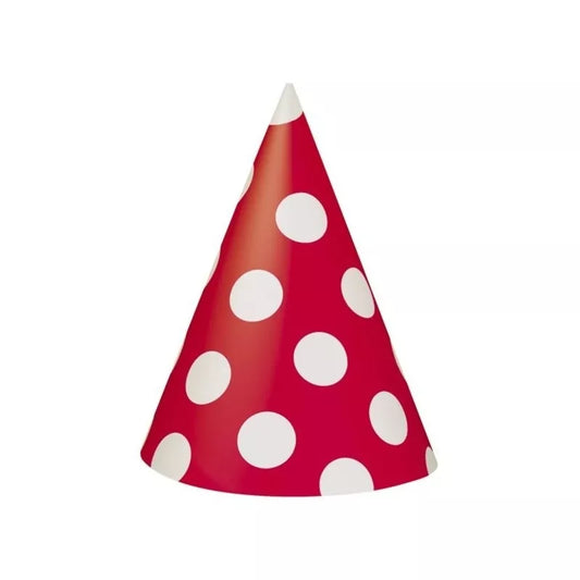 Red Dots Party Hats 8ct
