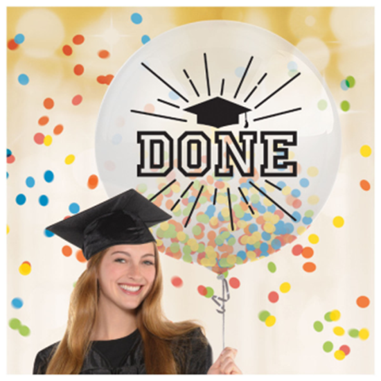 Grad Large Confetti Latex Balloon 24"