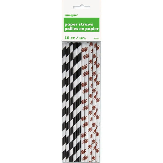 Football Paper Straws - 10ct