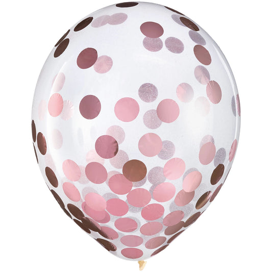 New Pink Foil Confetti Latex Balloons 12″