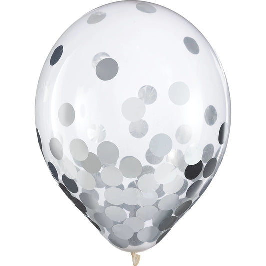 Silver Confetti Latex Balloons 12″