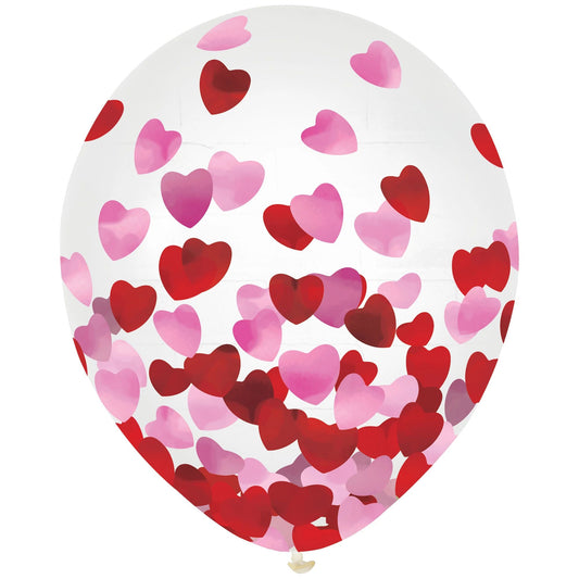 Foil Heart Confetti Latex Balloons 12″