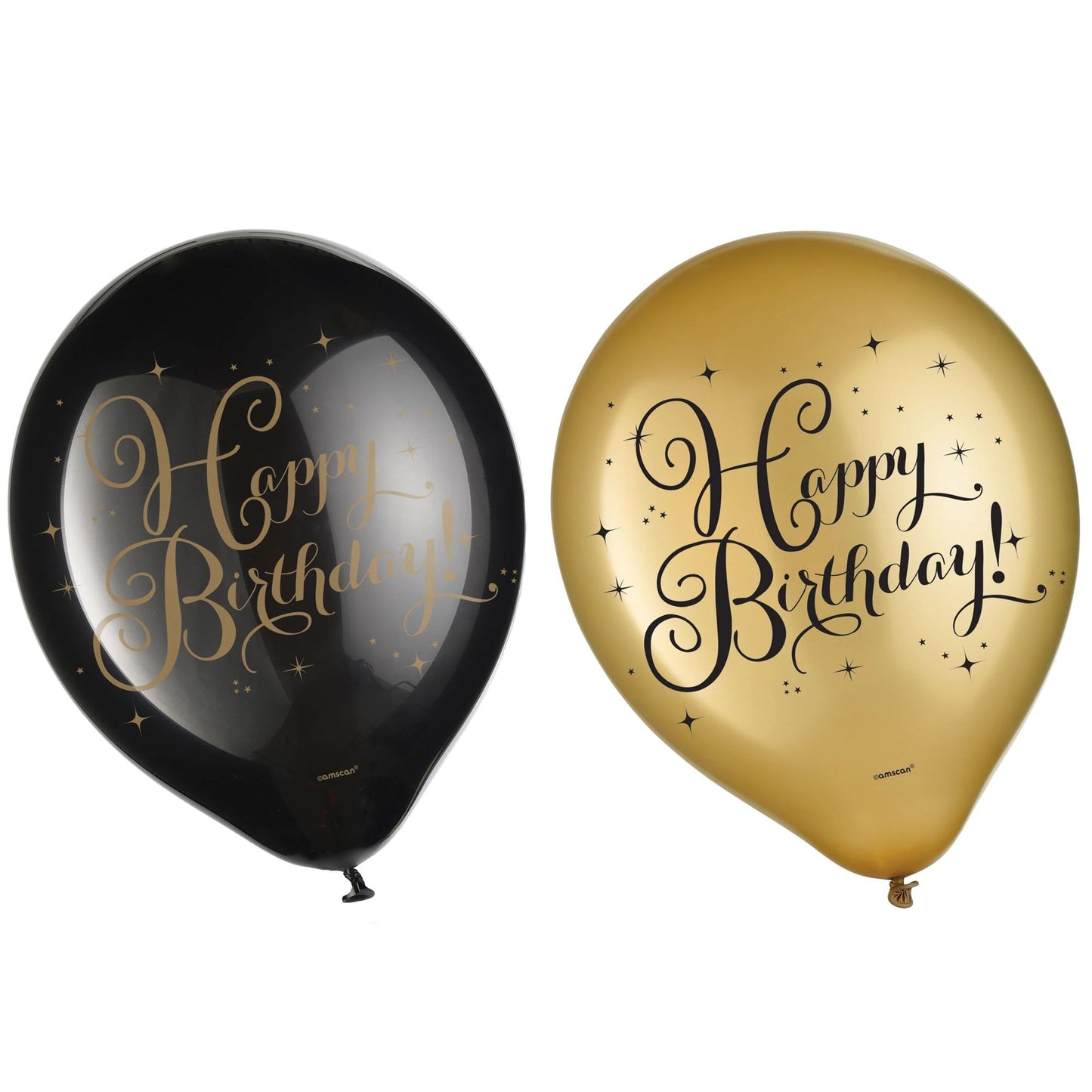 Gold Birthday Printed Latex Balloons 12″