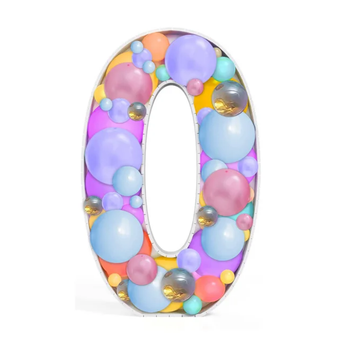 3ft Number 0 Mosaic Balloon Frame