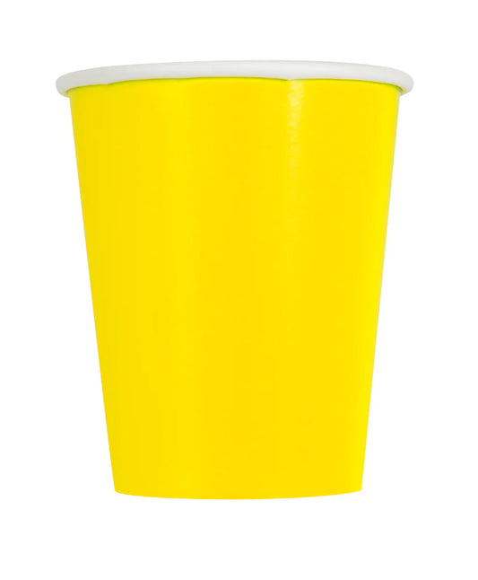 Neon Yellow 9oz Paper Cups, 8ct