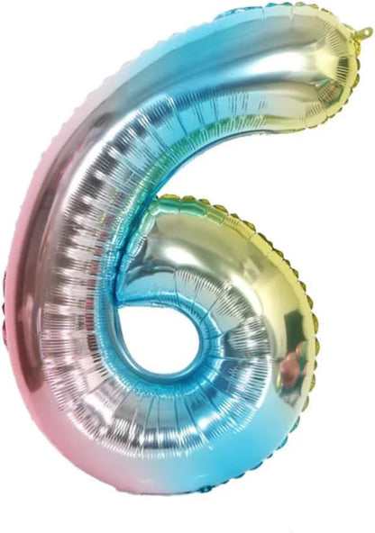 Rainbow Number Foil Balloon - 16in