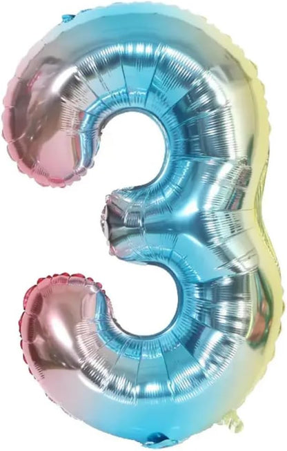Rainbow Number Foil Balloon - 16in