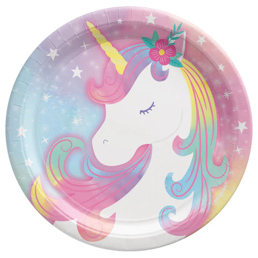 Enchanted Unicorn Round Paper Plates 7"