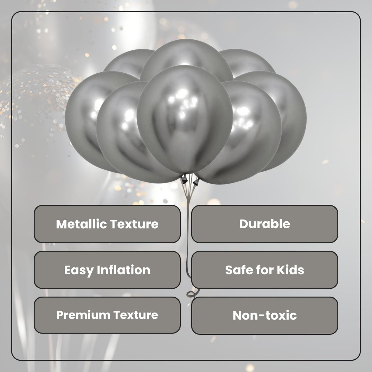 Metallic Silver Latex Balloons