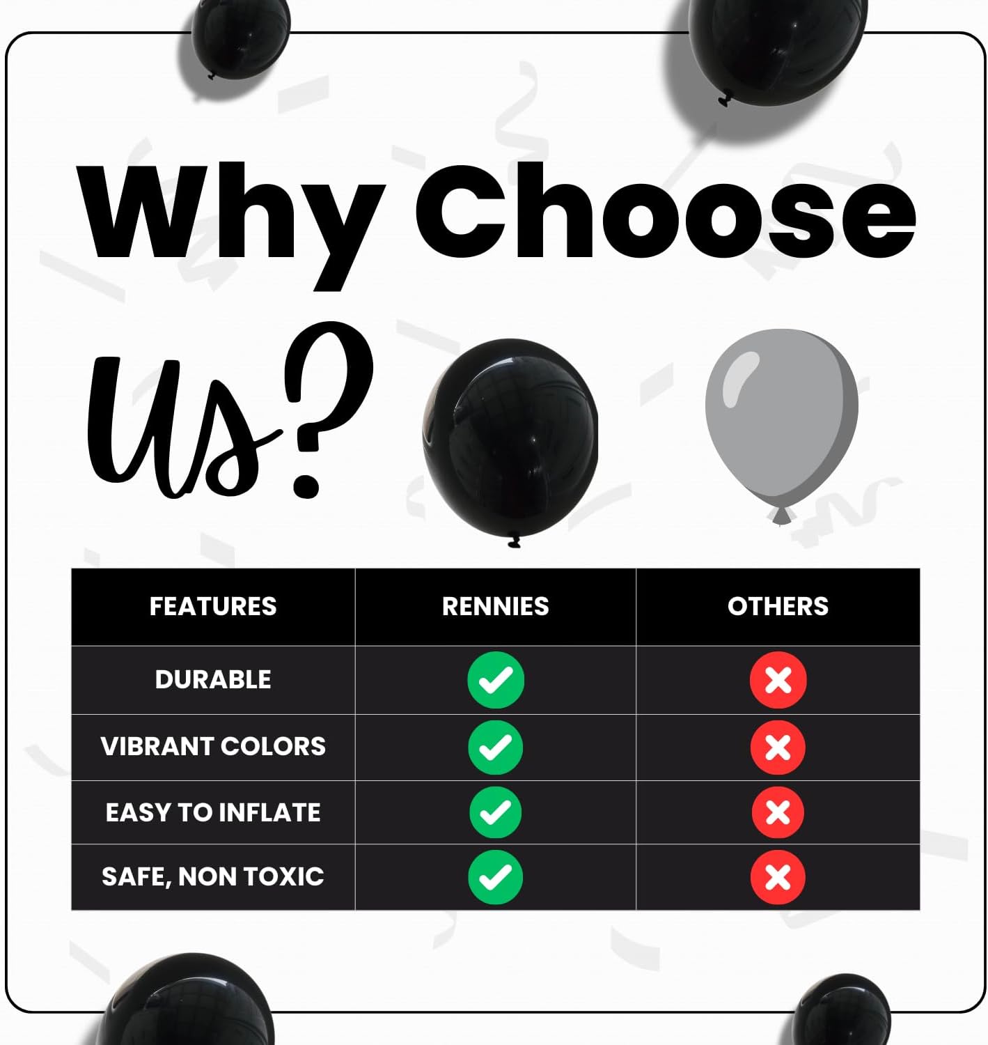 Matte Black Latex Balloons