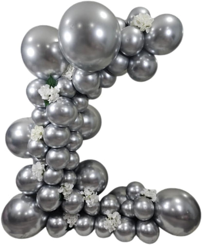 Metallic Silver Latex Balloons