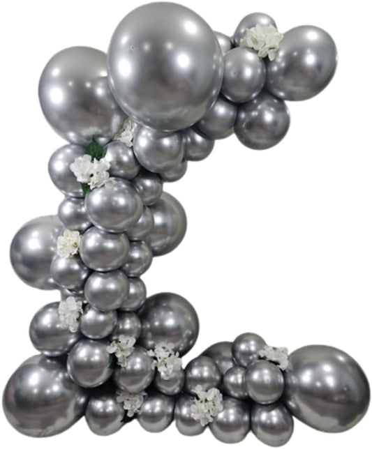 Metallic Silver Latex Balloons