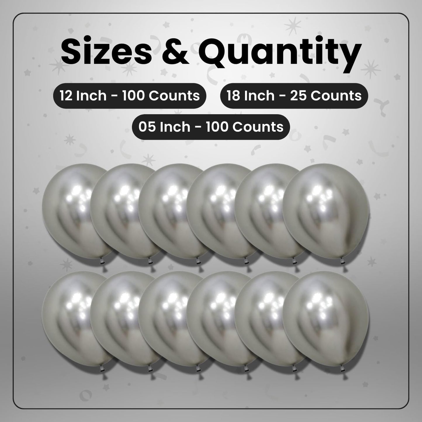 Metallic Silver Latex Balloons