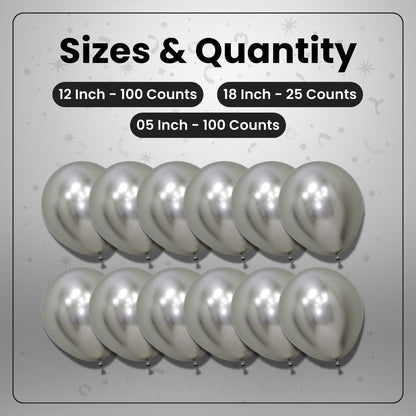Metallic Silver Latex Balloons