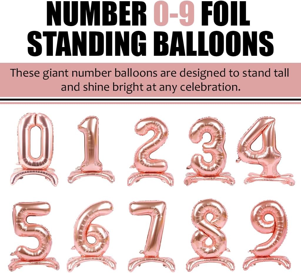 Rose Gold Standing Number Foil Balloon
