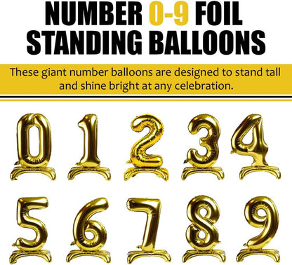 Gold Standing Number Foil Balloon
