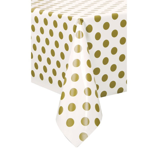 Gold Dots Rectangular Plastic Table Cover